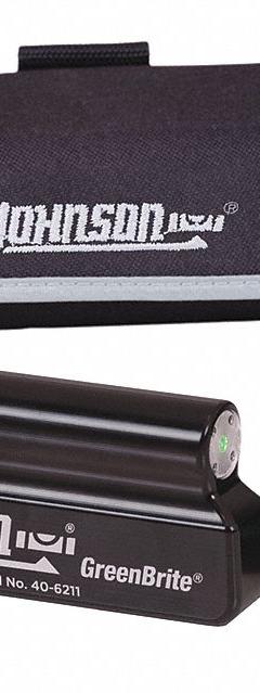 JOHNSON LEVEL Sheave Alignment Laser: 150 ft, ±1/16 in @ 10 ft, Vertical Projection, Manual Leveling (MPN 40-6211). Key specifications — attr1181427: JOHNSON LEVEL; attr1181437: Manual Leveling.