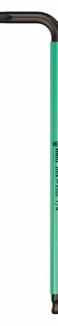 WERA Hex Key: 1 Ball Ends, 1/4 in Tip Size, SAE, Long, Alloy Steel, Black Oxide, 7 1/4 in Handle Lg (MPN 05022636001). Key specifications — attr1205521: WERA; attr1205526: Black Oxide.
