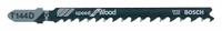 BOSCH Jigsaw Blade: 6, 100 mm Blade Lg, Bi-Metal, High Carbon Steel, T Shank, Wood, 1 Pieces, 5 PK (MPN T144D). Key specifications — attr1097716: Solid Stock; attr1097715: Bi-Metal; attr1097719: 6; attr1097721: High Carbon Steel; attr1097728: BOSCH.