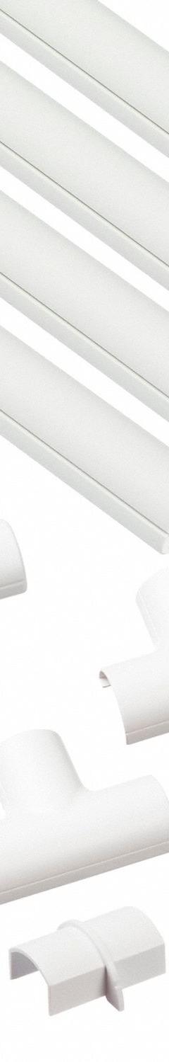 Raceway: Micro+, 13/16 in Wd, 3/8 in Ht, 60 in Lg, Plastic, White, Entrance End (MPN US/5FT2010KIT001). Key specifications — Finish: Unfinished; Brand: D-LINE; Color: White; Item [MERCH]: Hinge and Click Lock; Includes: Clip-Over Accessories; Mounting Style: Adhesive; Material: PVC; Paintable: Yes.