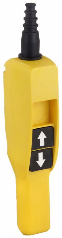 DAYTON Pendant Control Station: (2) Push Buttons, 2NO, Up/Down, NEMA 4/4X/5, (2) Push Buttons (MPN 20C813). Key specifications — AC Contact Rating: 10 A @ 600 V; Action: Momentary/Momentary; DC Contact Rating: 5 A @ 600 V; Enclosure Material: Plastic; Legend: Up/Down; Operator Configuration: (2) Push Buttons; Brand: DAYTON; Manufacturer Part Number: 20C813.