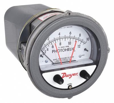 Dwyer Differential Pressure Gauge & Switch: Single-Side, 1/8 in NPT Female - Low Operating Pressure Differential Gauges with Switch