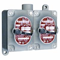 APPLETON ELECTRIC Tumbler Switch: 2 Gang, 4-Way, 20 A, 277 V AC, Dead-End Hub, 1 in Hub Size (MPN EDS3240). Key specifications — attr211272: APPLETON ELECTRIC.