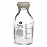 FOXX LIFE SCIENCES Glass Media, BOD, & Specialty Lab Bottles - Glass Lab Media Bottles: 1 L, GL45 (MPN 1501029-FLS). Key specifications — Closure Type: Screw-On; Mouth Size: Wide; Screw Closure Size: GL45; Brand: FOXX LIFE SCIENCES; Body Color: Colorless.