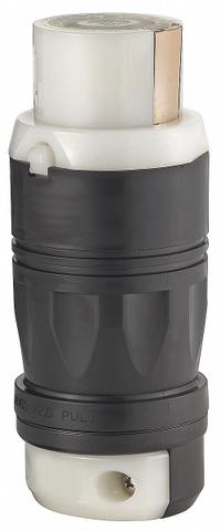 LEVITON Locking Connector: Non-NEMA, Black/White, 250V AC, 50 A Current Rating, 3 Poles, 4 Wires (MPN 3764C). Key specifications — Brand: LEVITON.