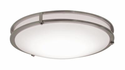 LED Flush Mount: 18 in Dia, Satin Nickel, 3 1/2 in Ht, 2,900 lm, 3000K, 27 W - Carlisle Flush-Mount Lights