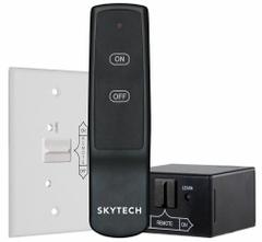 SKYTECH Fireplace Remote Control: Heat Only, Manual, Wireless Remote, On-Off, On-Off, On/Off, Square (MPN 1001-A). Key specifications — Application: Heat Only; Key Features: On/Off Transmitter; Voltage: 3V; Terminal Designations: Wireless Remote; System Settings: On-Off; Temperature Control Range: 45° to 99°F; Changeover Type: Manual; Shape: Square.