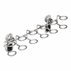 TRITON PRODUCTS Multi-Ring Tool Holder: 1 5/8 in x 9 in x 2 1/4 in, 1 Hooks, 1 7/8 in Hook Dp (MPN 66661). Key specifications — Mounting Type: Surface; Includes: ABS Retainers; Finish: Brushed; Color: Silver; Accessory Type: Multi-Ring Toolholder; Locking System: ABS Retainers; Material: Stainless Steel; For Tool Type: Scissors.
