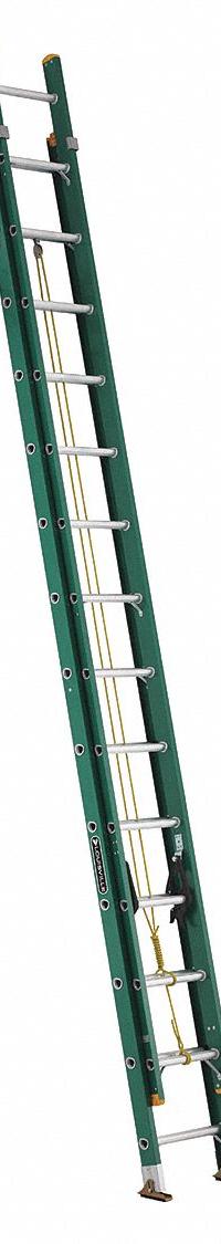 LOUISVILLE LADDER Extension Ladder: 28 ft Ladder Size, Fiberglass, 225 lb Load Capacity, 53 lb Wt (MPN FE0628). Key specifications — Color: Green; Brand: LOUISVILLE LADDER; Included Features: Rope and Pulley; Removable Fly: Fixed.