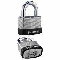 SESAMEE Combination Padlock: Dial Combo, Steel, Steel Shackle, 2 1/4 in Vert Clearance (MPN 437L). Key specifications — Brand: SESAMEE.