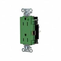 HUBBELL Receptacle: Hospital Grade, Decorator Duplex, 5-15R, Green, 125V AC, 15 A, 2 Pole / 3 Wire (MPN HBL2172STGN)
