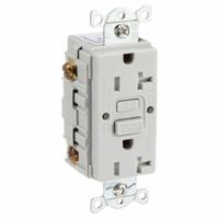 HUBBELL GFCI Receptacle: Duplex, 5-20, Gray, GFCI, 125V AC, 20 A, 2 Pole / 3 Wire (MPN GFRTW20GRY)