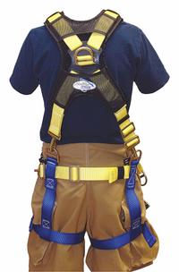 GEMTOR Rescue Harness: III, Nylon, 36 in Waist Size (Min), 50 in Waist Size (Max) (MPN 543XCH3-2T). Key specifications — Brand: GEMTOR; Standards: NFPA 1983-2012 57AF; Hardware Material: Aluminum; Webbing Materials: Nylon; Back D-Ring: Sliding; Class: III; Color: Blue; Front D-Ring: Yes.