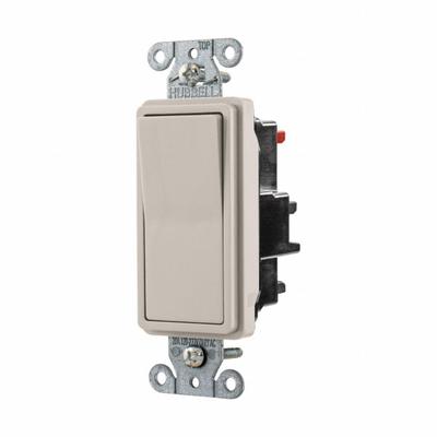 HUBBELL Wall Switch: Rocker Switch, Single Pole, Maintained, Light Almond, 120/277V AC - Rocker Wall Switches