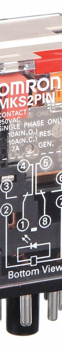 OMRON General Purpose Relay: Socket Mounted, 10 A Current Rating, 24V AC, DPDT, 8 Pins/Terminals (MPN MKS2PINAC24). Key specifications — Brand: OMRON; Base Type: Octal; Mounting Style: Plug-In; Pin Shape: Round; Electrical Connection: Plug-In; Manufacturer Part Number: MKS2PINAC24; Operating Current: 5 A at 250V AC (Resistive Load); Series: MK-S Series.
