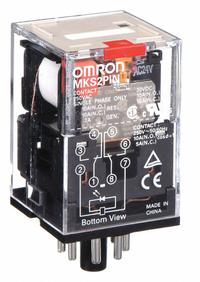 OMRON General Purpose Relay: Socket Mounted, 10 A Current Rating, 24V AC, DPDT, 8 Pins/Terminals (MPN MKS2PINAC24). Key specifications — Brand: OMRON; Base Type: Octal; Mounting Style: Plug-In; Pin Shape: Round; Electrical Connection: Plug-In; Manufacturer Part Number: MKS2PINAC24; Operating Current: 5 A at 250V AC (Resistive Load); Series: MK-S Series.