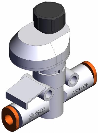 SMC Speed Controller: In-Line Fitting, Screw, 1/8 in Valve Body Size - In-Line Speed Control Valves