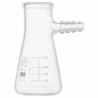 GLOBE SCIENTIFIC Filtering Flask: 25 mL, Colorless, Round, A, 3 Compatible with Stopper Size (MPN 8450025). Key specifications — Shape: Round; Body Color: Colorless; Brand: GLOBE SCIENTIFIC; Compatible with Stopper Size: 3; USP Specification: Type I.