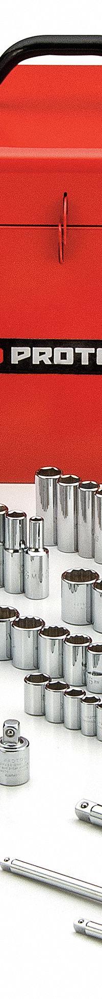 PROTO Socket Wrench Set: 1/4 in, 3/8 in, 1/2 in Drive, 101 Piece, 12-Point/6-Point/8-Point (MPN J47101-1A). Key specifications — attr1224269: 1/4 in, 3/8 in, 1/2 in; attr1204638: Drive Tools Included; attr1204650: 4 mm to 19 mm; attr1204673: Socket Bits Not Included; attr1204681: Wrenches Not Included; attr1204688: PROTO; attr1206170: Standard Sockets.
