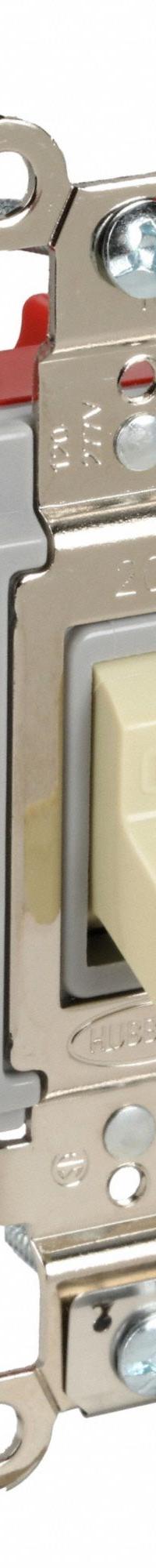 HUBBELL Wall Switch: Toggle Switch, Single Pole, Maintained, Ivory, 120/277V AC, 20 A (MPN HBL1221I). Key specifications — Illuminated: No; Voltage Rating: 120/277V AC.