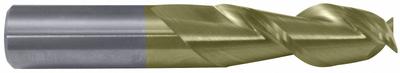 CLEVELAND Square End Mill: Carbide, ZrN Coated, 2 Flute, 1/8" Mill Dia, 3/8" LOC - Carbide Square End Mills for Aluminum