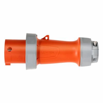 LEVITON Pin and Sleeve Plug: Orange, 125/250V AC, Single Phase, 60 A, 3 Pole, 4 Wire - Washdown-Rated Plugs