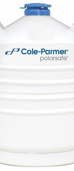COLE-PARMER Cryogenic Dewar: 15 L Capacity, 15 1/2 in Overall Dia, 22 5/8 in Overall Ht, Aluminum (MPN 4426064). Key specifications — Brand: COLE-PARMER; Material: Aluminum; Includes: Smart Caps; Included Safety Features: Lockable.