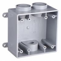 CANTEX Electrical Box: PVC, Rectangular, 2 Gangs, 1/2 in Hub Size, 35.3 cu in Capacity, Gray (MPN 5133400). Key specifications — Color: Gray; Brand: CANTEX.