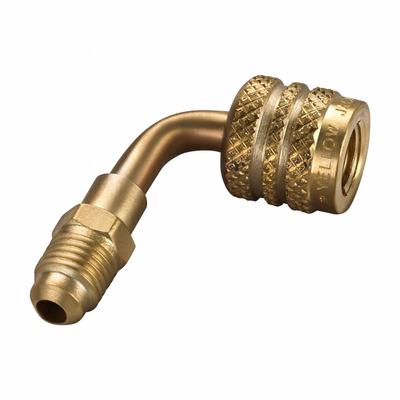 YELLOW JACKET Adapter: 3 1/2 in Lg, 90° Angle, Input 1/4 in Female Flare Left-Hand - Access Valve Liquid Charging Adapters