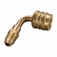 YELLOW JACKET Adapter: 3 1/2 in Lg, 90° Angle, Input 1/4 in Female Flare Left-Hand, A2L Compatible (MPN 19204). Key specifications — Product Type: Adapter; Brand: YELLOW JACKET; Manufacturer Part Number: 19204; Material: Brass.