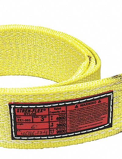 STREN-FLEX Web Sling: Type 3, Nylon, 5 ft Sling Lg, 11 in Eye Lg, 2 Plies - Standard Nylon Flat-Eye Web Slings