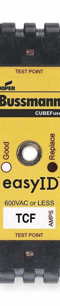 BUSSMANN Fuse: Class CF, TCF Series, Time-Delay, 100 A, 600 V AC, 300 V DC, Indicating (MPN TCF100). Key specifications — Brand: BUSSMANN; Series: TCF.