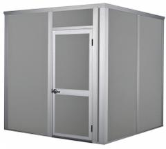 PORTA-KING Modular Wall Enclosure: 10 ft x 12 ft x 8 ft, 95 sq ft Int Area, STC 34 (MPN SRE1012). Key specifications — Brand: PORTA-KING; Sound Transmission Coefficient: STC 34; Wall Material: Steel-Covered Drywall; Assembled: Unassembled.