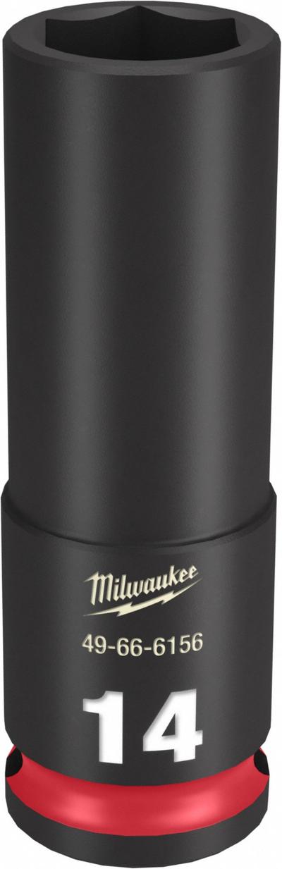 MILWAUKEE Deep Impact Socket: 3/8 in Drive Size, Metric, 14 mm Socket Size, 6-Point - 3/8" Drive Impact Sockets
