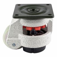 FOOT MASTER Plate Caster: Polyurethane Tread, 50 mm Wheel Dia, 82 mm Mounting Ht, Medium Duty (MPN GD-60-F-HUP). Key specifications — Brand: FOOT MASTER; Frame Color: White.