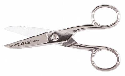 KLEIN TOOLS Electricians Scissors: Right-Hand, 5 1/4 in Overall Lg, Serrated, Steel - All-Metal Scissors
