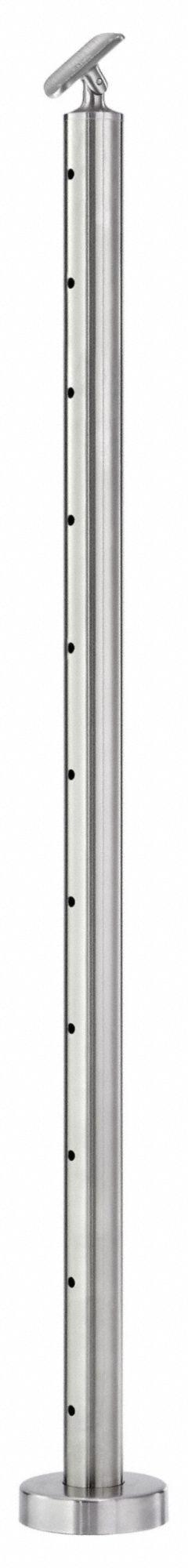 LAVI 316 Cable Rail End Post: 4 in x 4 in, End, Floor Mounted Rail Mounting, 1 Rail Levels, Round (MPN 49-C424/42/F/B/E/AS). Key specifications — attr1047618: LAVI 316; attr1047619: Silver; attr1047628: Round; attr1047632: Stainless Steel; attr1047638: 1; attr1047646: Floor Mounted.