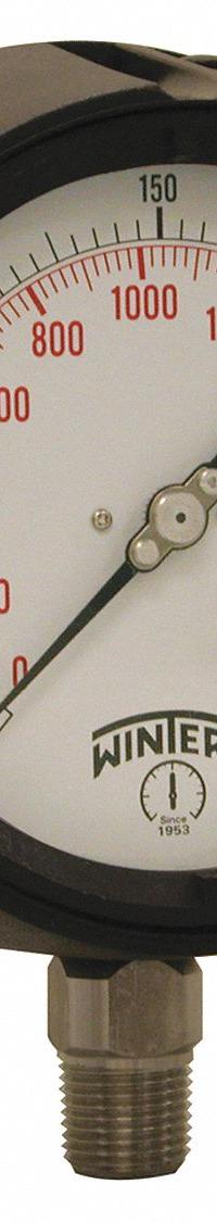 WINTERS Process Pressure Gauge: 0 psi to 300 psi, White, 4 1/2 in Dial, 1/2 in NPT Male, Bottom, PPC (MPN PPC5067G-SG45). Key specifications — Brand: WINTERS; Pointer Color: Black; Accuracy: ±0.5%; Dial Color: White; Gauge Wetted Parts: Stainless Steel; Case Material: Phenolic; Vibration Resistance Properties: Liquid-Filled; Pressure Range: 0 psi to 300 psi.
