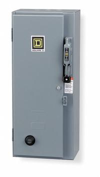 SQUARE D NEMA Combination Starter: Circuit Breaker, 3 Poles, NEMA Size 1, 120V AC, NEMA-Rated 12 (MPN 8539SCA54V02S). Key specifications — Includes Pilot Light: No; Maximum Voltage Rating: 600V AC; Brand: SQUARE D; Phase: Three; Coil Voltage: 120V AC; Control Transformer: No; Series: 8539; Includes Auxiliary Contacts: No.