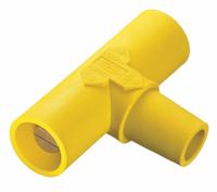 Paralleling Tee: Male-Male-Female, Yellow, 600V AC/600V DC, 400 A, Series 16 (MPN HBLPTY). Key specifications — Brand: HUBBELL; Gender Configuration: Male-Male-Female.