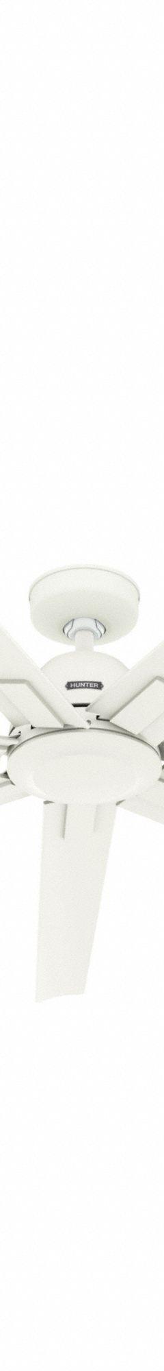 HUNTER Ceiling Fan: 6 ft Blade Dia, Fresh White, 6 Speeds (MPN 53439). Key specifications — Finish: Fresh White; Material: Galvanized; Light Kit: No; Number of Speeds: 6; Brand: HUNTER.