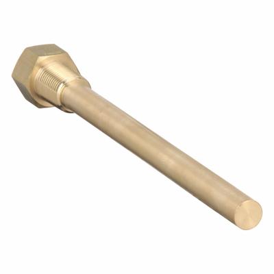 WINTERS Threaded Thermowell: Brass, For 9 in Stem Lg, 7 1/2 in Insertion Lg - Straight-Shank Threaded Thermowells