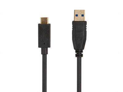 MONOPRICE Cable: Type C End 1, Type A End 2, Black, 6 ft Lg, 3.0 USB Specification - Standard USB & Lightning Cables