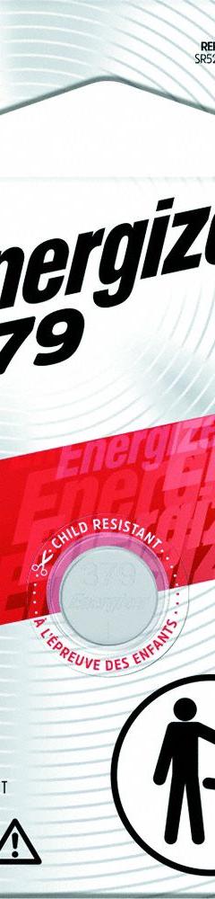 ENERGIZER Button Cell Battery: 379 Battery Size, Silver Oxide, 18 mAh Capacity, 1.5V DC, 0.085 in Dp (MPN 379BPZ). Key specifications — Voltage - Batteries: 1.5V DC; Battery Chemistry: Silver Oxide; Product Type: Button Cell Battery; Battery Size: 379; Brand: ENERGIZER; Voltage - Subhead: 1.5V DC.
