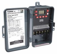 TORK Electronic Timer: 7 day, Not Astronomic, 120-277V AC, DPST, Digital (MPN EW103B). Key specifications — Body Material: Polycarbonate; Indoor/Outdoor Usage: Outdoor; Astronomic Functionality: Not Astronomic; Mounting Style: Surface; Brand: TORK.