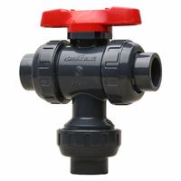 ASAHI Manual Three-Way Ball Valve: 1/2 in, PVC, 150 psi Max. Pressure (CWP), Full Port Ball Port (MPN 2511005). Key specifications — Brand: ASAHI; Inlet Connection Entry: Bottom; Handle: Tee.