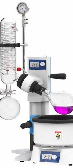COLE-PARMER Rotary Evaporator: Manual, 2 L, 20 RPM to 300 RPM, Vertical Condenser, Vacuum Controller (MPN 5241192). Key specifications — Brand: COLE-PARMER; Height Adjustment Method: Manual; Included Glassware Series and Type: Vertical Condenser; Vacuum Controller: Yes; Features: PID Temperature Controller.