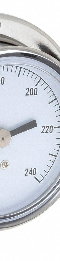 APPROVED VENDOR Analog Panel Mount Thermometer: 30°F to 240°F, ±1°F Scale Division, 3.5 in Dial Dia (MPN 12U642). Key specifications — Brand: APPROVED VENDOR; Accuracy: ±1 °F Scale Division.