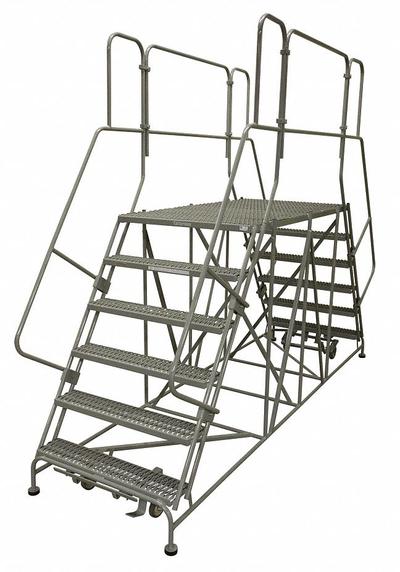 COTTERMAN Mobile Work Platform: 5.8 ft Platform Ht - Max, 24 in x 60 in, Steel - Manual-Lock Rolling Dual-Access Platforms
