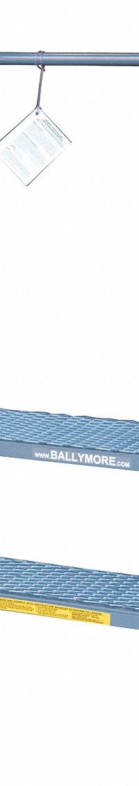 BALLYMORE Rolling Ladder: 1.6 ft Platform Ht, Unassembled, No Locking Mechanism, Steel (MPN H226TRX-AW). Key specifications — Color: Gray; Brand: BALLYMORE; Handrail Configuration: Double Handrails; Rear Chain: None.